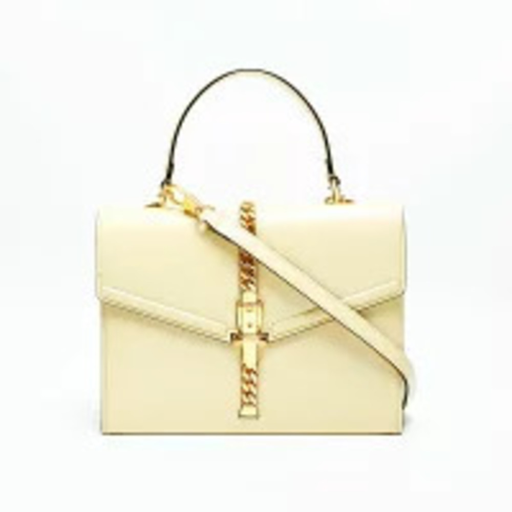 Gucci Leather Handbag Yellow Sylvie
